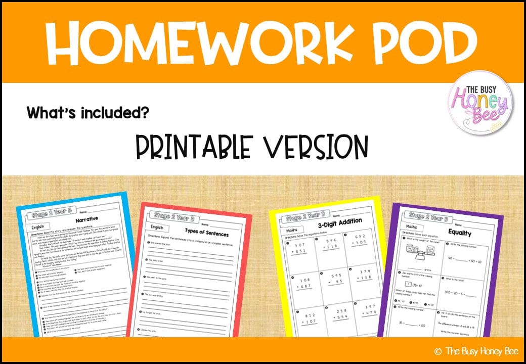 Stage 2 Year B Homework/Learning Pod 22 - Homework | Casual Teaching