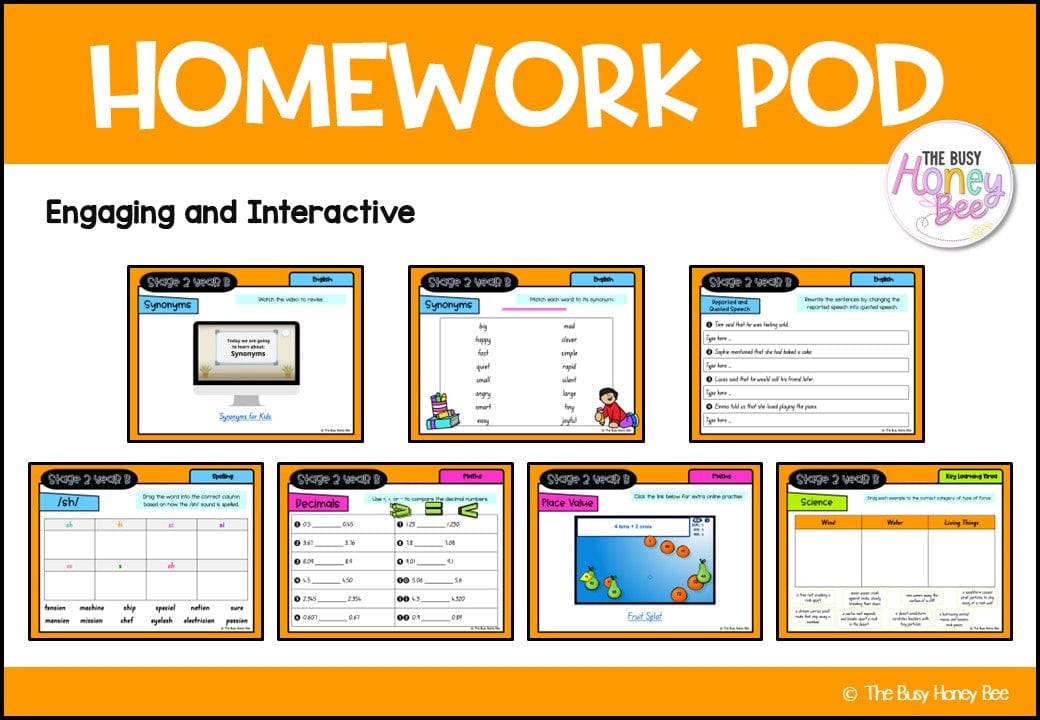 Stage 2 Year B Homework/Learning Pod 26 - Homework | Casual Teaching