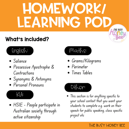 Stage 2 Year B Homework/Learning Pod 34 - Homework | Casual Teaching