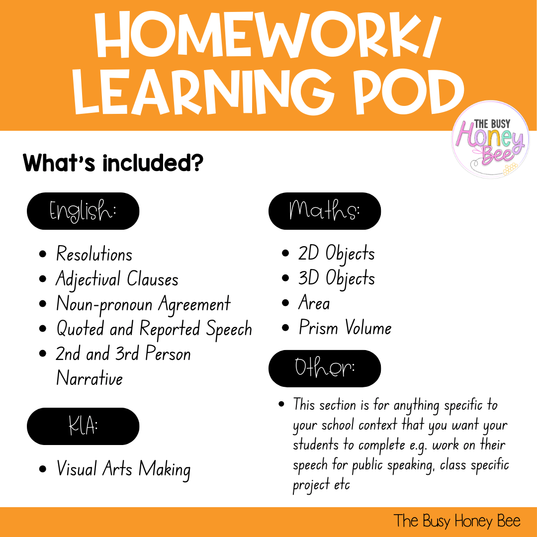 Stage 2 Year B Homework/Learning Pod 37 - Homework | Casual Teaching
