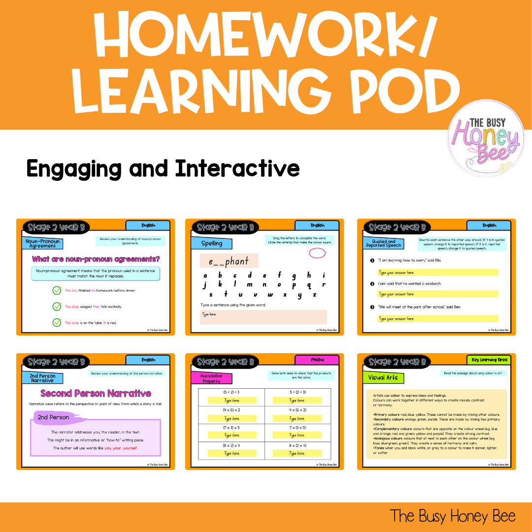 Stage 2 Year B Homework/Learning Pod 37 - Homework | Casual Teaching