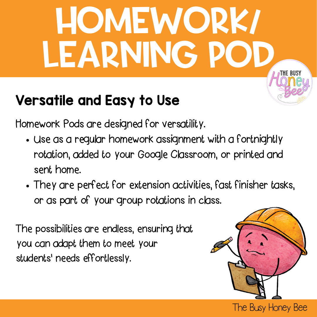 Stage 2 Year B Homework/Learning Pod 37 - Homework | Casual Teaching