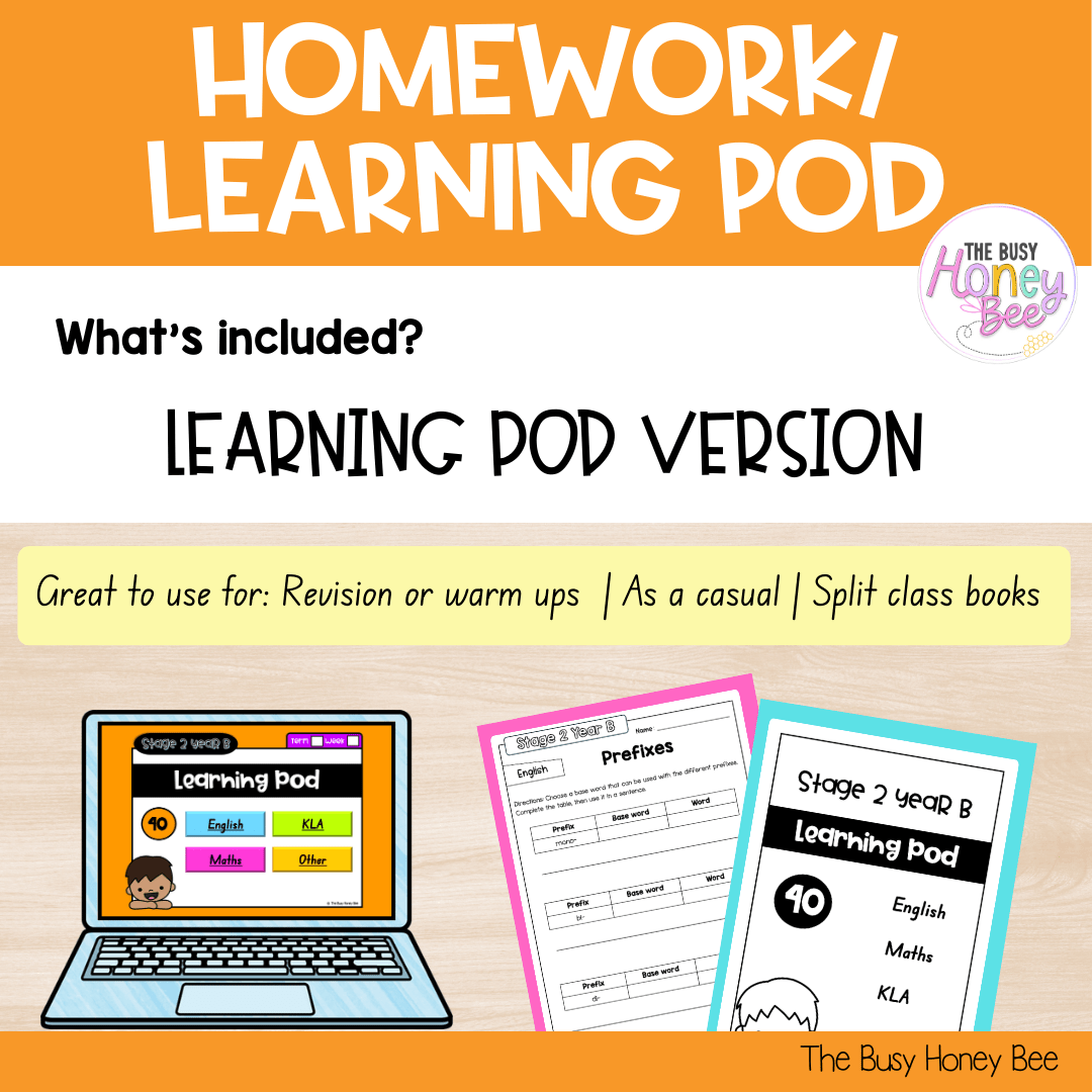 Stage 2 Year B Homework/Learning Pod 40 - Homework | Casual Teaching
