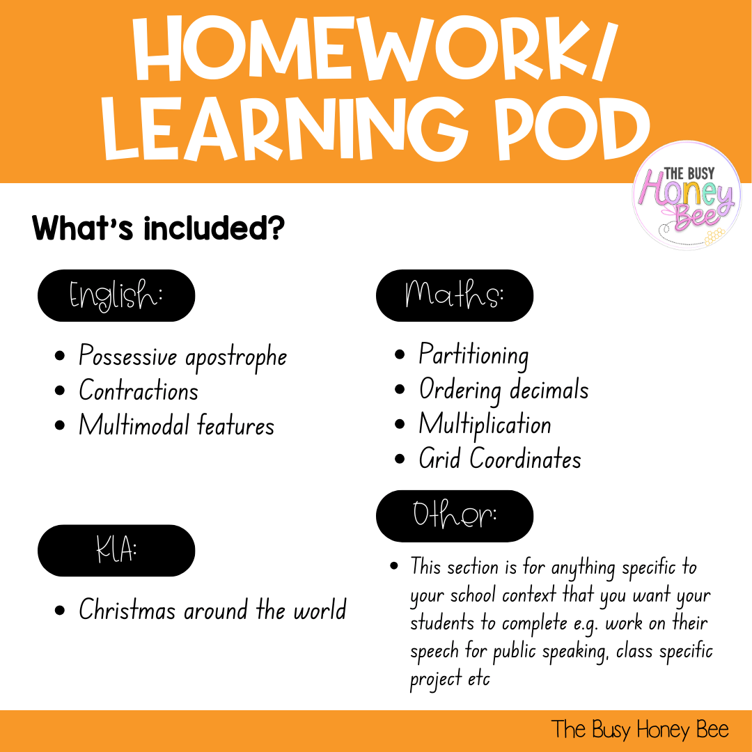 Stage 2 Year B Homework/Learning Pod 40 - Homework | Casual Teaching