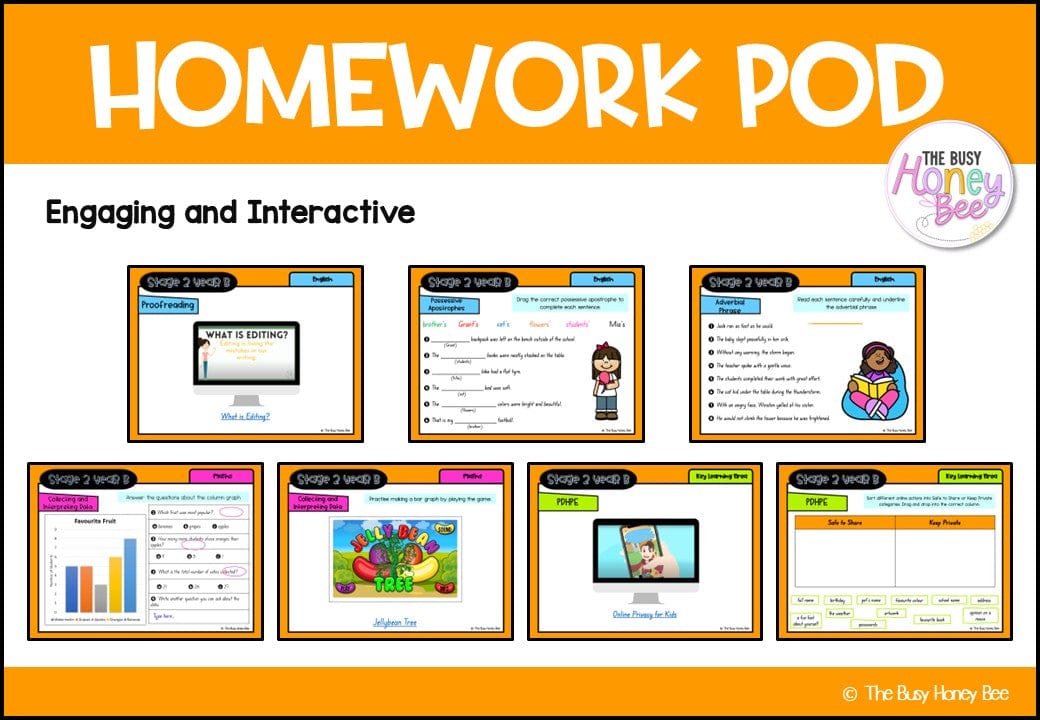 Stage 2 Year B Homework/Learning Pods Term 1 Mega Bundle - PowerPoint