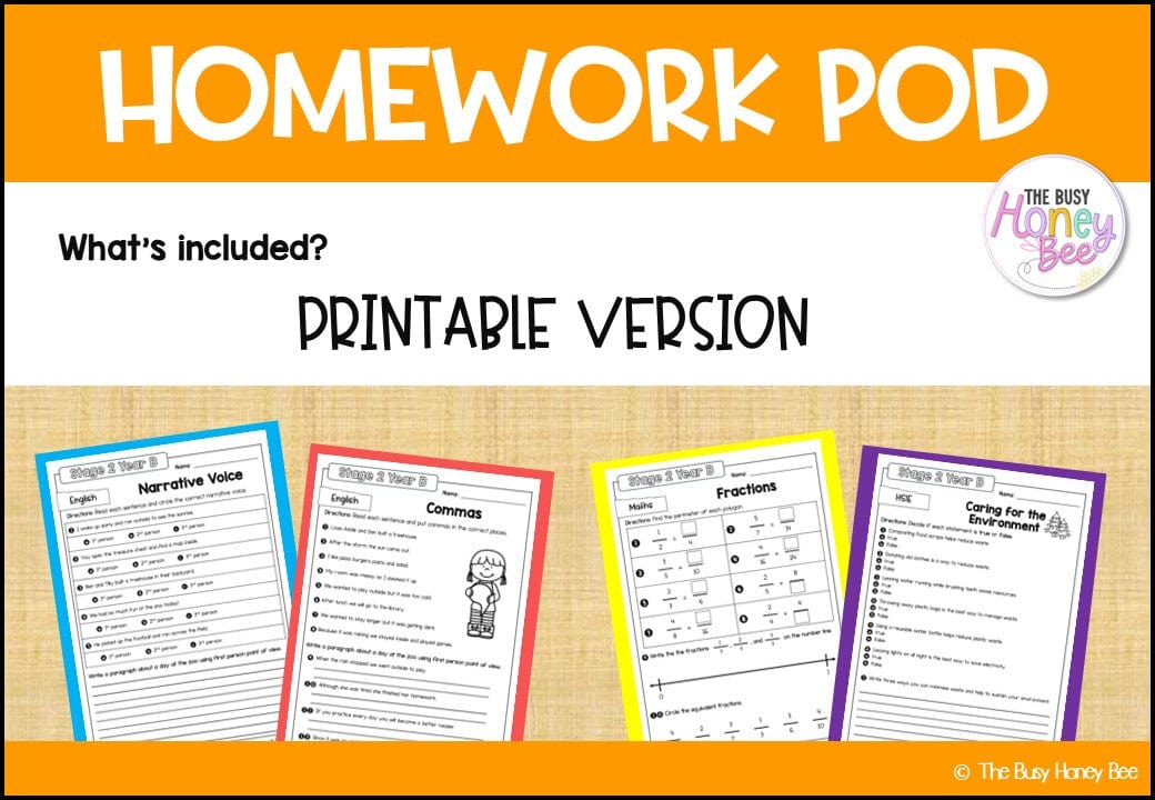 Stage 2 Year B Homework/Learning Pods Term 1 Mega Bundle - PowerPoint