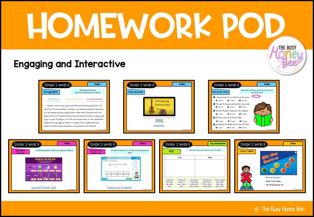 Stage 2 Year B Homework/Learning Pods Term 1 Mega Bundle - PowerPoint
