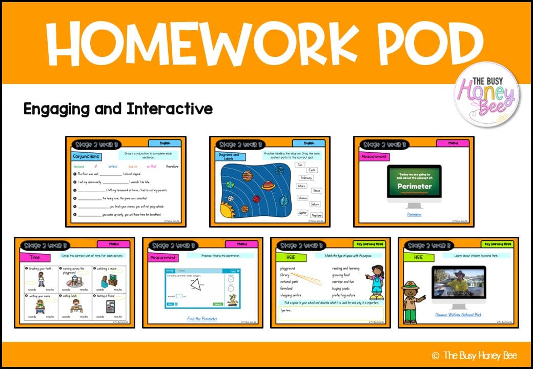 Stage 2 Year B Homework/Learning Pods Term 1 Mega Bundle - PowerPoint