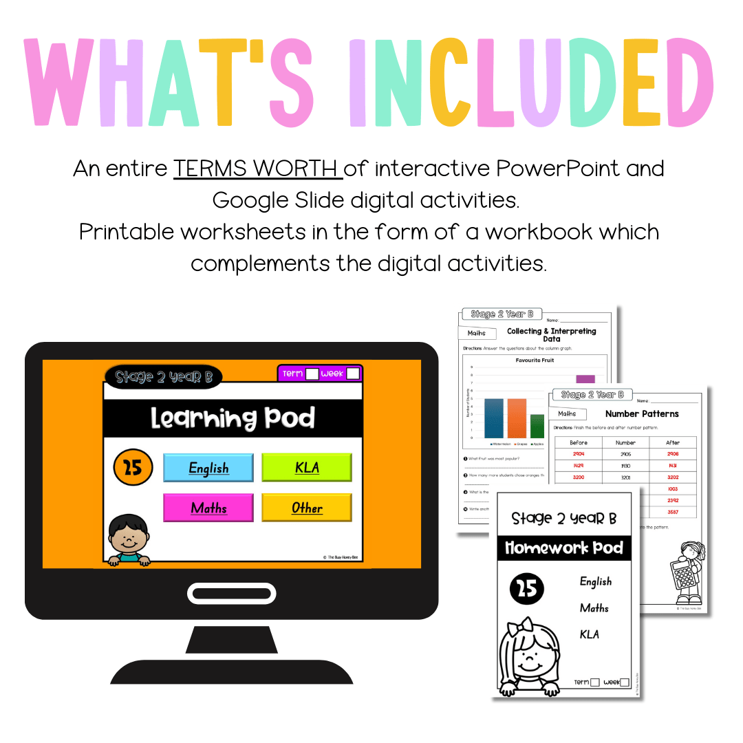 Stage 2 Year B Homework/Learning Pods Term 1 Mega Bundle - PowerPoint