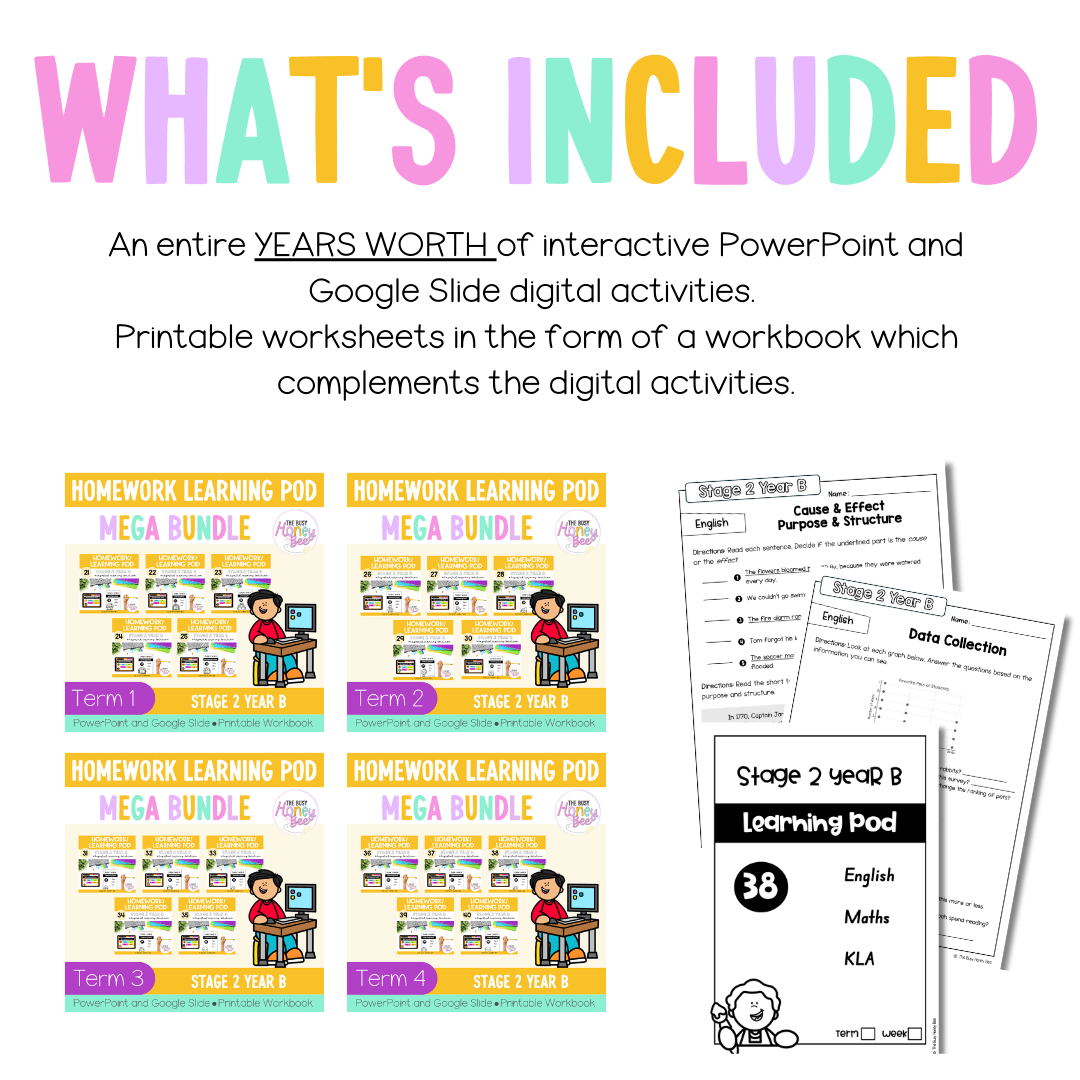 Stage 2 Year B Homework/Learning Pods Ultimate Mega Bundle - Homework | Casual Teaching