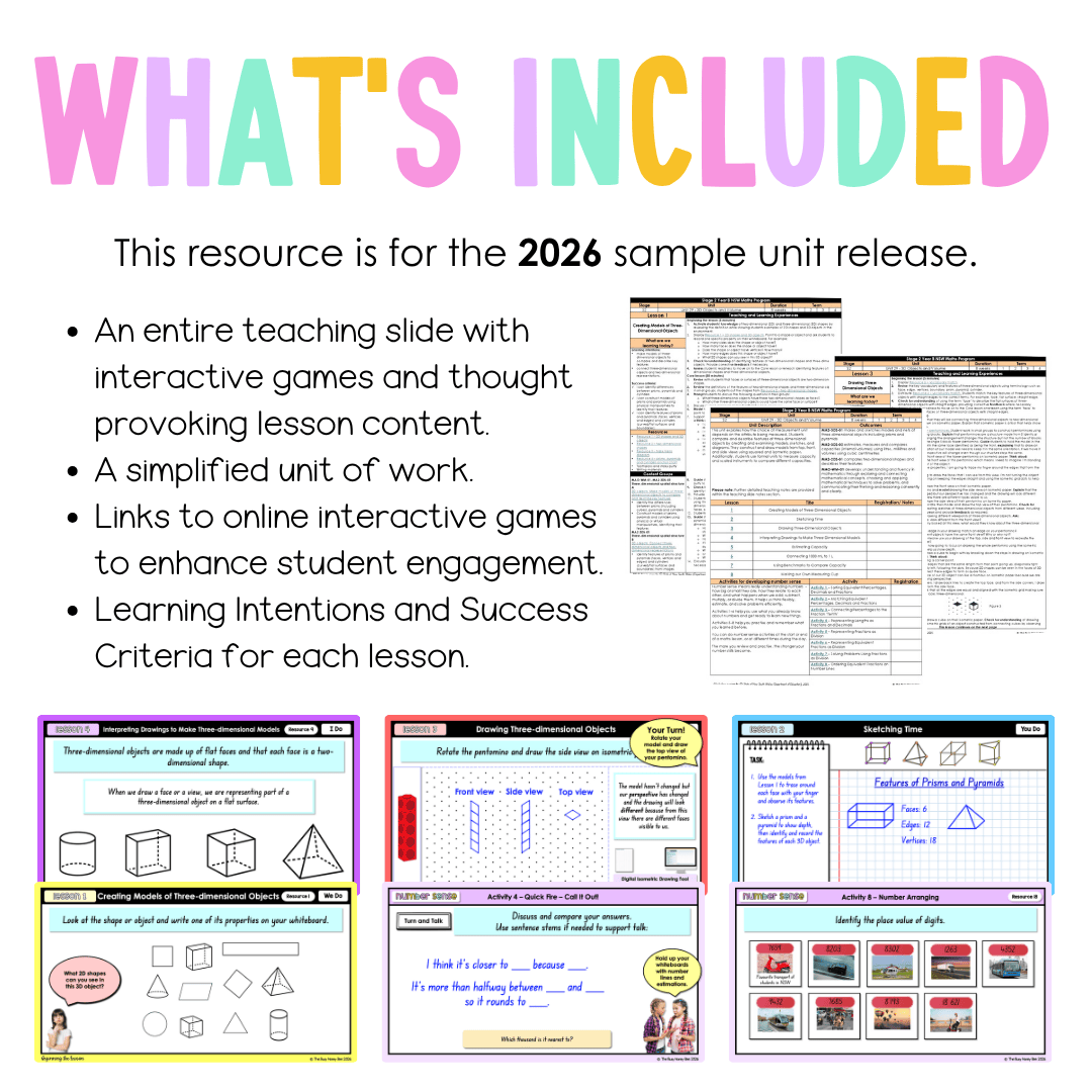 Stage 2 Year B NSW Maths Unit 29 3D Objects and Volume Teaching Slides 2026 - Teaching Slides