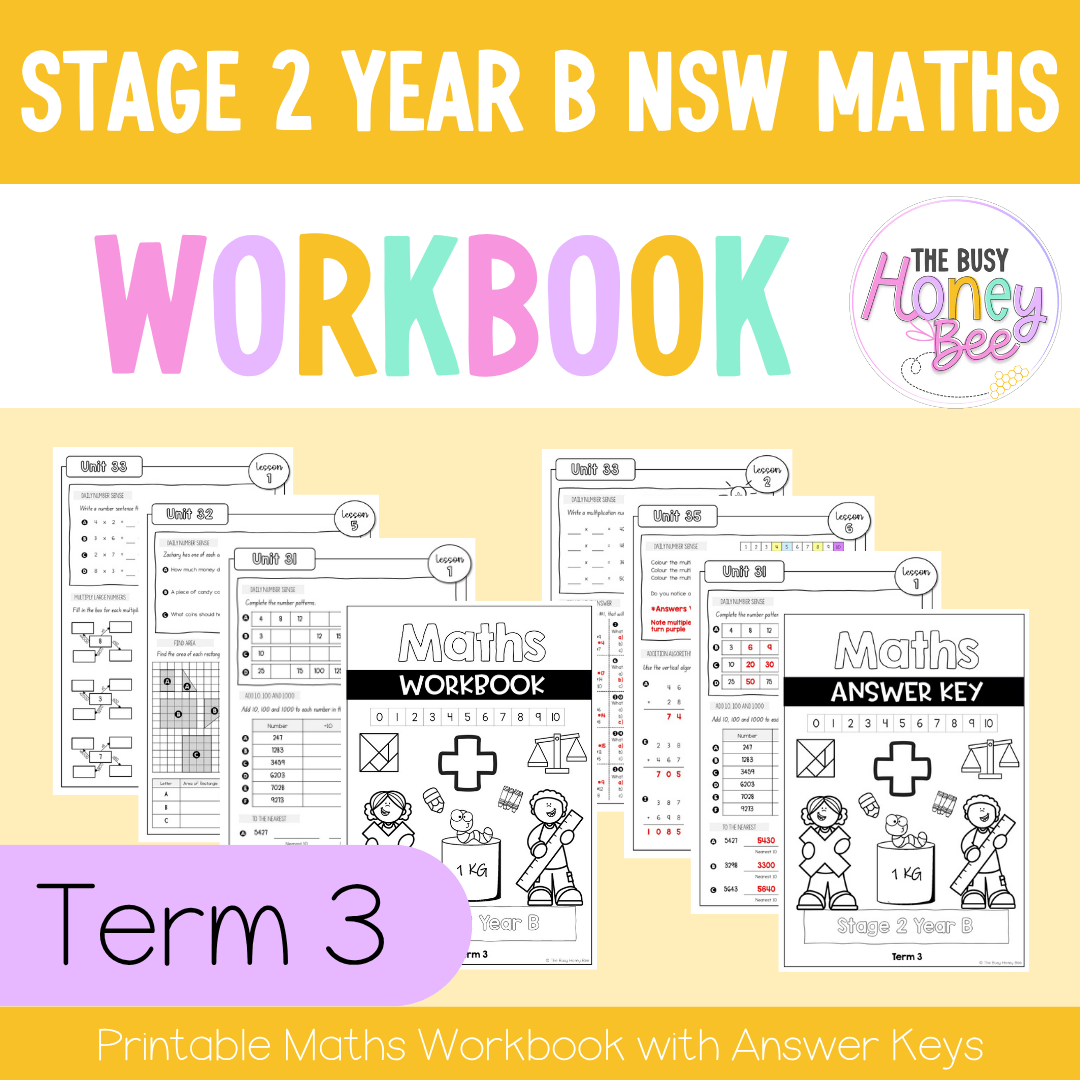 Stage 2 Year B NSW Maths Workbook Term 3 - Workbook | Worksheets