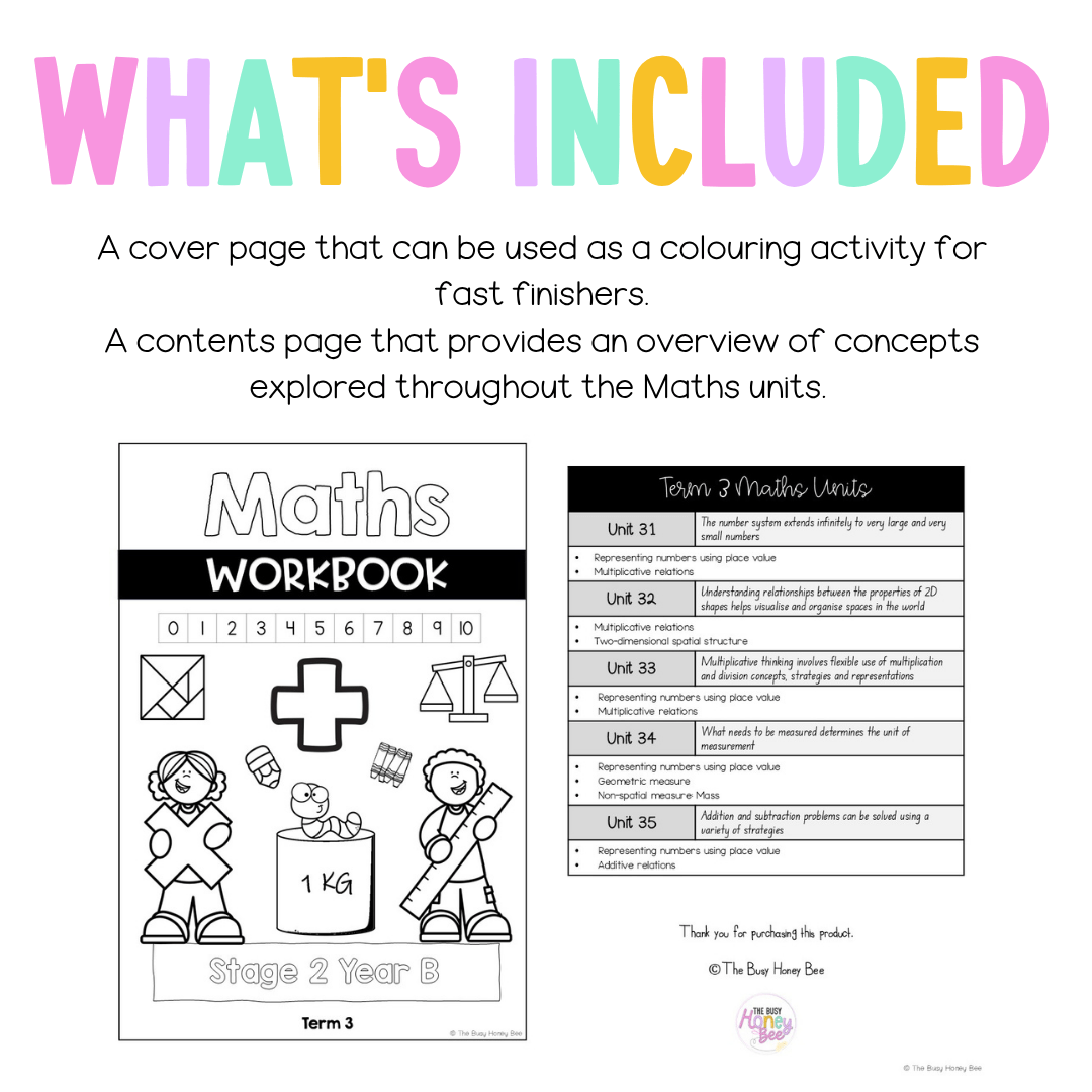 Stage 2 Year B NSW Maths Workbook Term 3 - Workbook | Worksheets