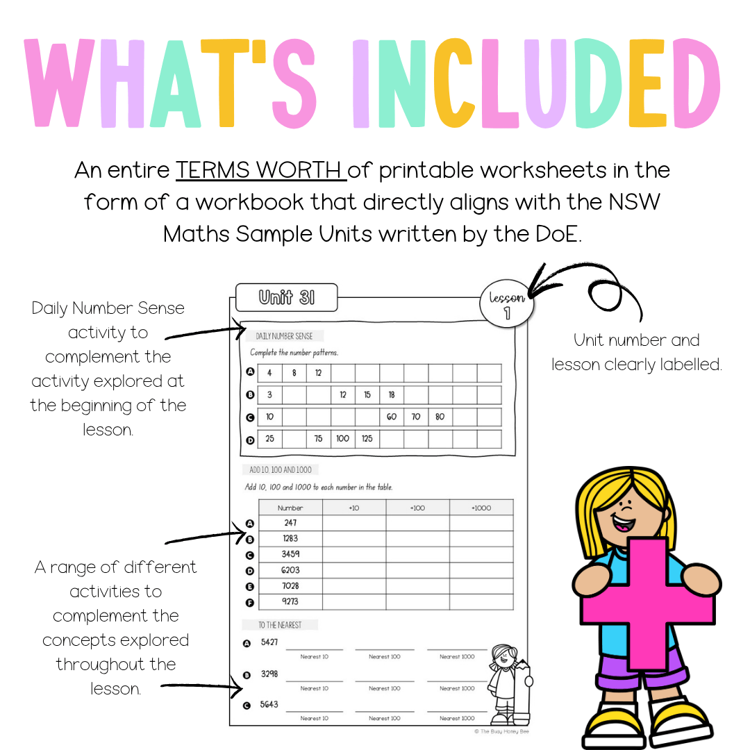 Stage 2 Year B NSW Maths Workbook Term 3 - Workbook | Worksheets
