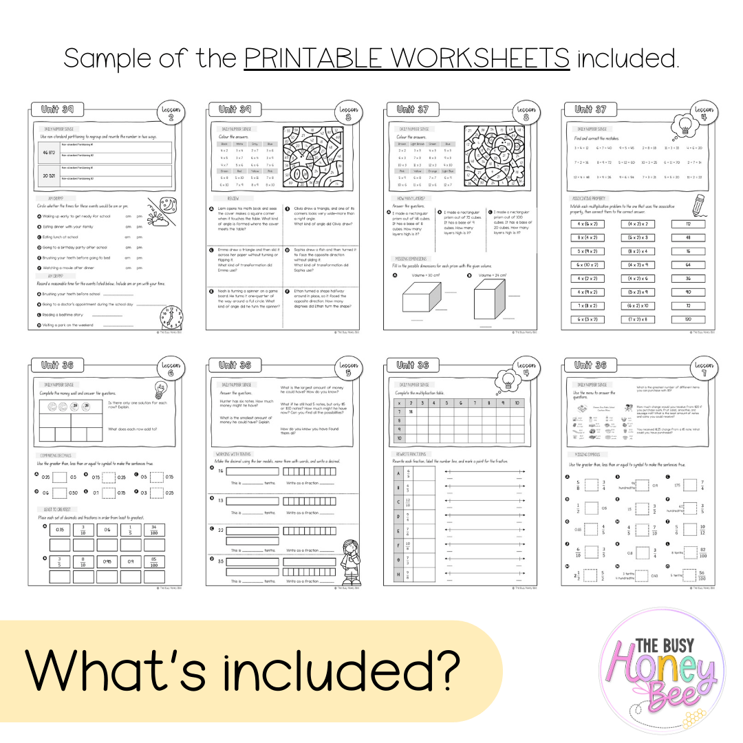 Stage 2 Year B NSW Maths Workbook Term 4 - Workbook | Worksheets
