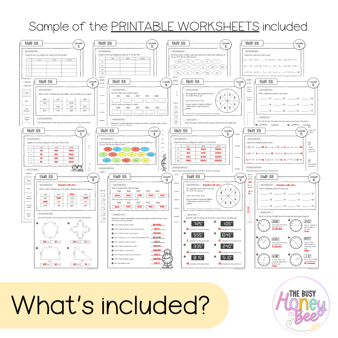 Stage 2 Year B NSW Maths Worksheets Unit 23 - Workbook | Worksheets