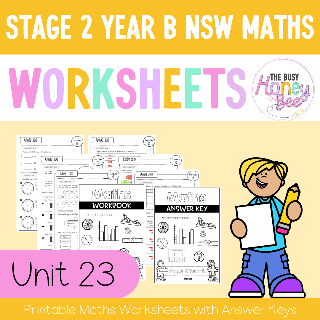 Stage 2 Year B NSW Maths Worksheets Unit 23 - Workbook | Worksheets