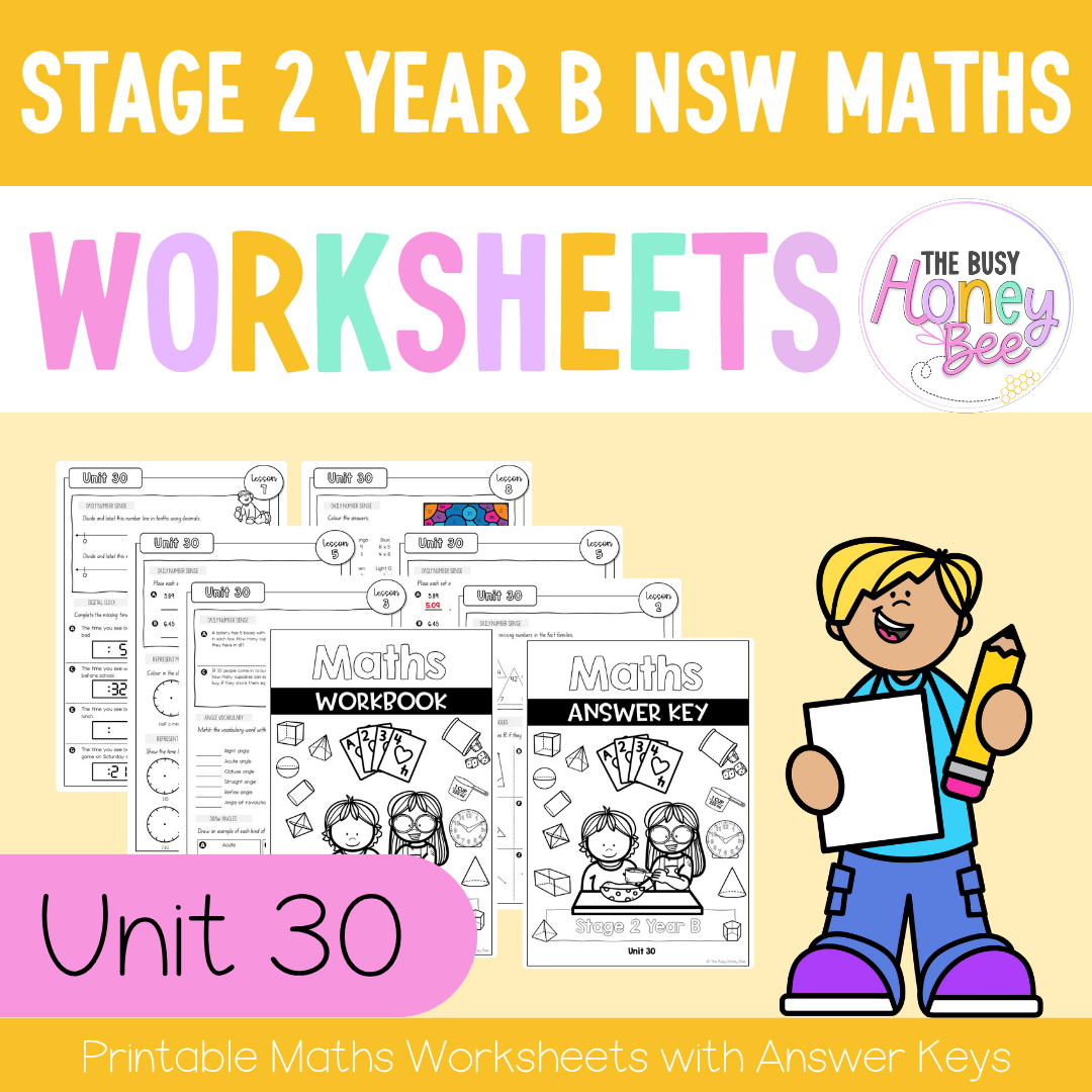 Stage 2 Year B NSW Maths Worksheets Unit 30 - Workbook | Worksheets