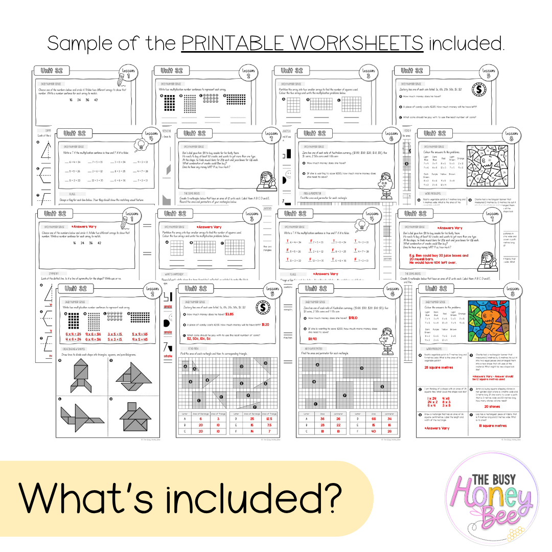 Stage 2 Year B NSW Maths Worksheets Unit 32 - Workbook | Worksheets