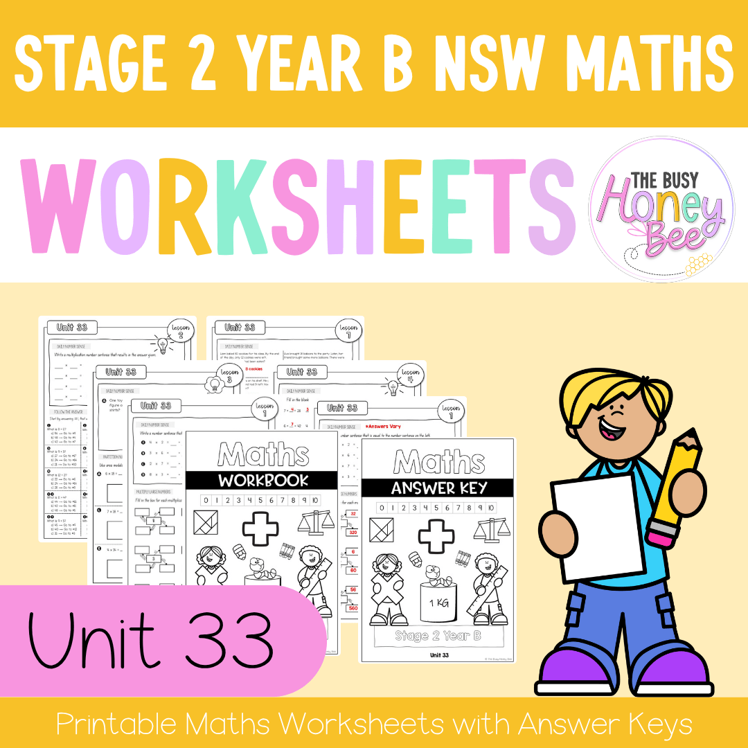 Stage 2 Year B NSW Maths Worksheets Unit 33 - Workbook | Worksheets
