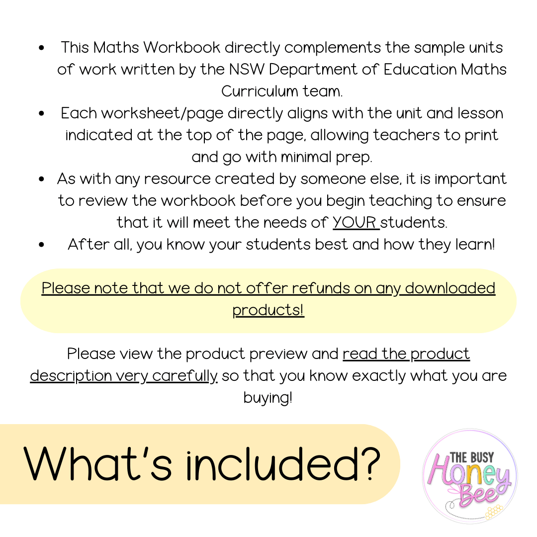Stage 2 Year B NSW Maths Worksheets Unit 39 - Workbook | Worksheets