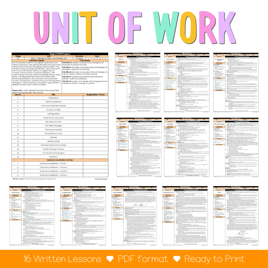 Stage 2 Year B NSW PDHPE Sample Unit 6 Teaching Pack - Teaching Bundle
