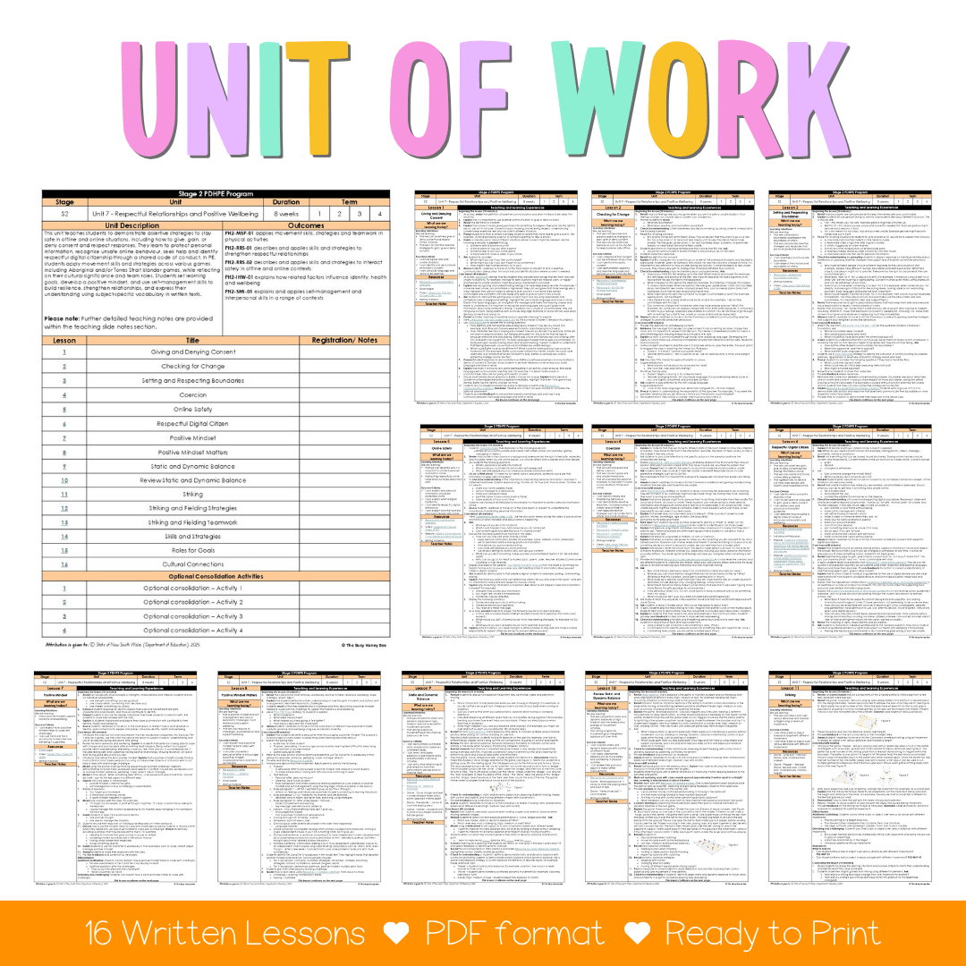 Stage 2 Year B NSW PDHPE Sample Unit 7 Teaching Pack - Teaching Bundle