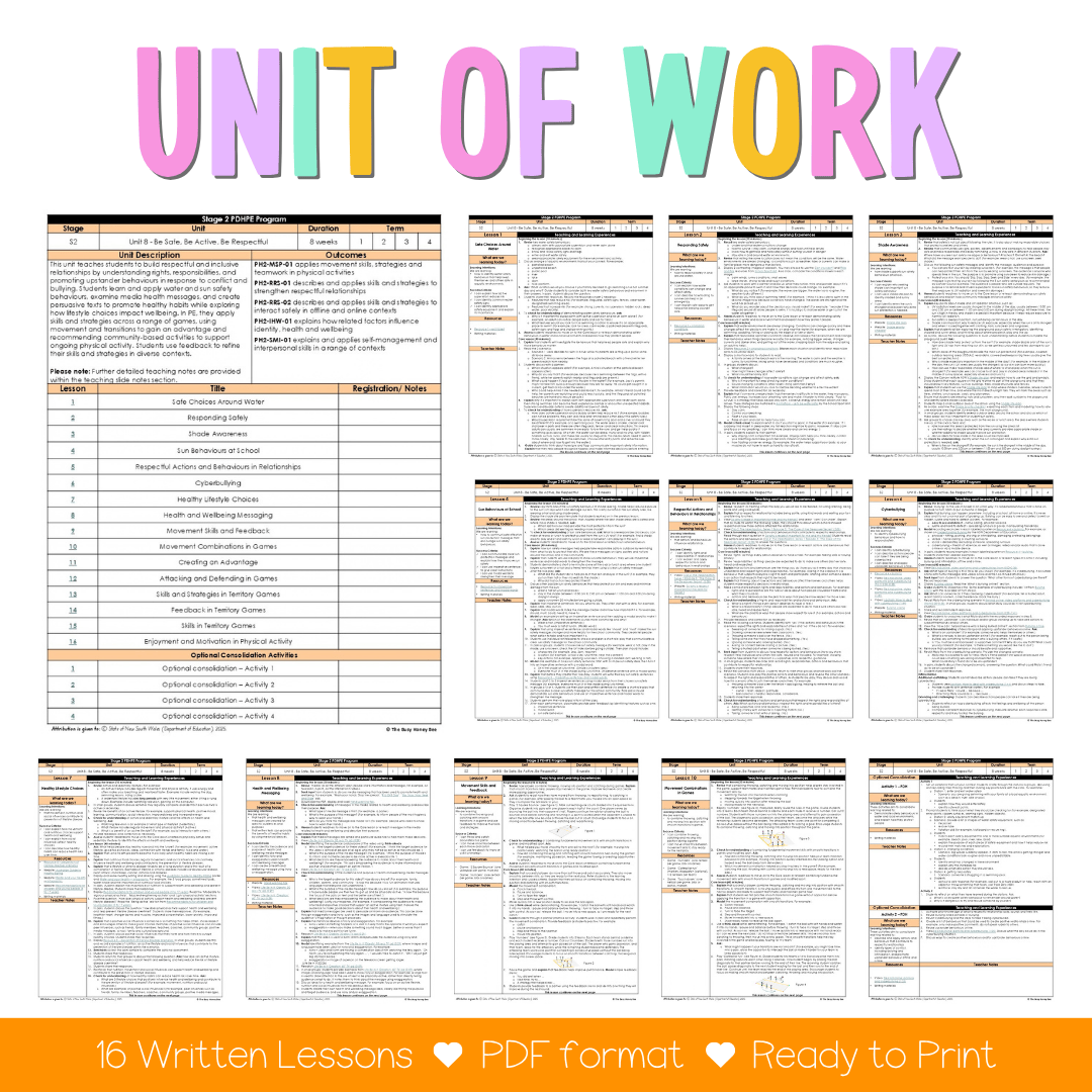 Stage 2 Year B NSW PDHPE Sample Unit 8 Teaching Pack - Teaching Bundle