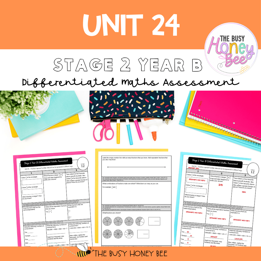 Stage 2 Year B Term 1 Differentiated Maths Assessment Bundle - Assessment