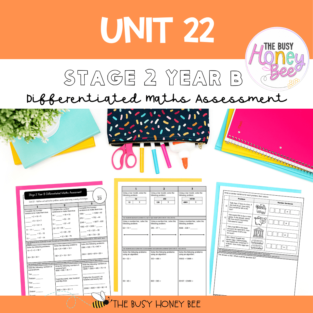 Stage 2 Year B Term 1 Differentiated Maths Assessment Bundle - Assessment
