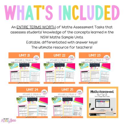 Stage 2 Year B Term 1 Differentiated Maths Assessment Bundle - Assessment