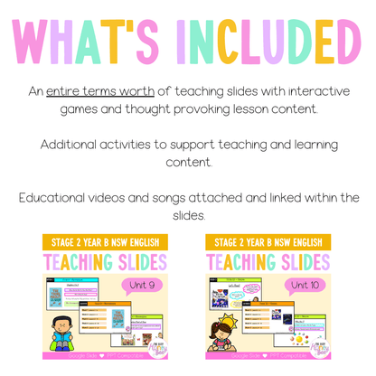 Stage 2 Year B Term 1 English Teaching Slides Mega Bundle - Teaching Slides