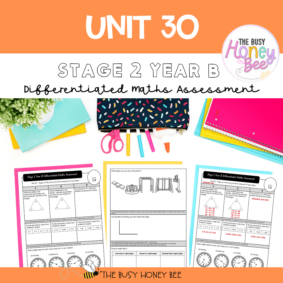 Stage 2 Year B Term 2 Differentiated Maths Assessment Bundle - Assessment