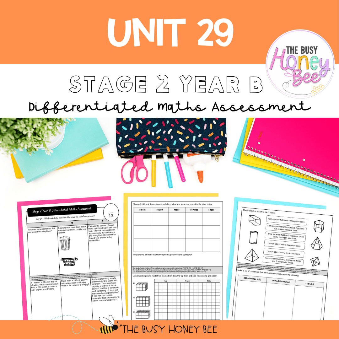 Stage 2 Year B Term 2 Differentiated Maths Assessment Bundle - Assessment