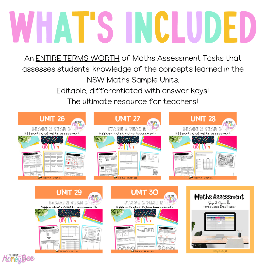 Stage 2 Year B Term 2 Differentiated Maths Assessment Bundle - Assessment