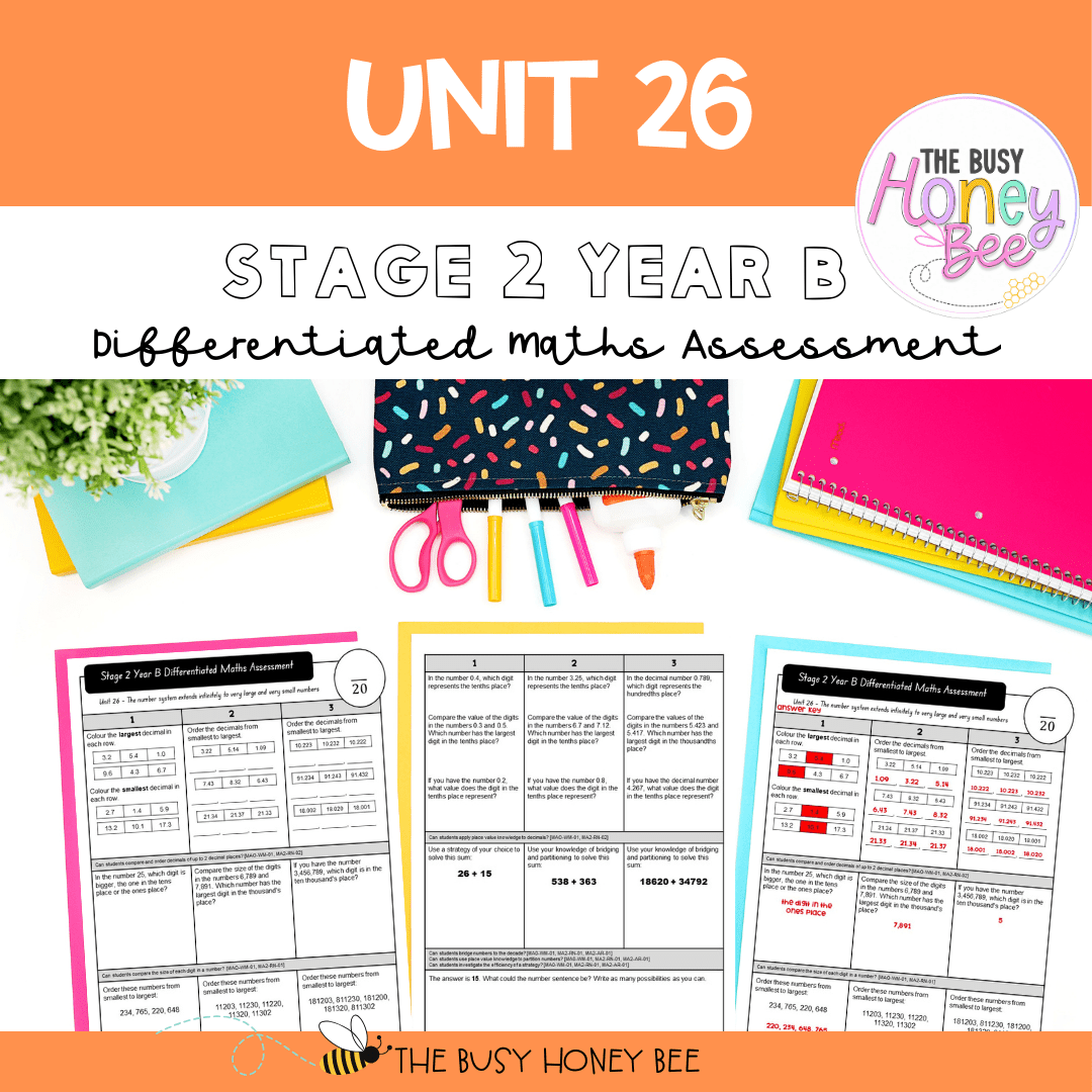 Stage 2 Year B Term 2 Differentiated Maths Assessment Bundle - Assessment