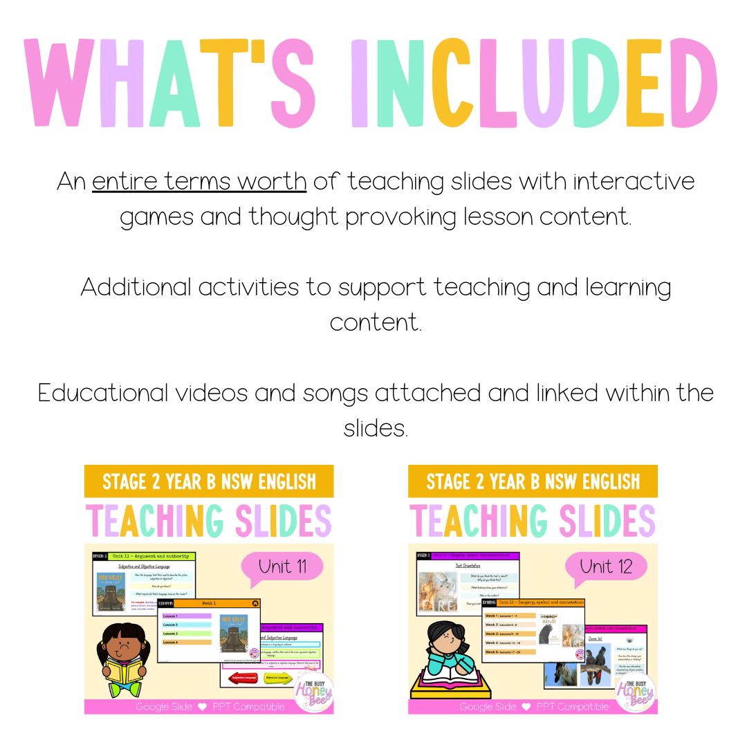 Stage 2 Year B Term 2 English Teaching Slides Mega Bundle - Teaching Slides
