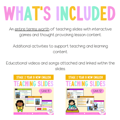 Stage 2 Year B Term 2 English Teaching Slides Mega Bundle - Teaching Slides