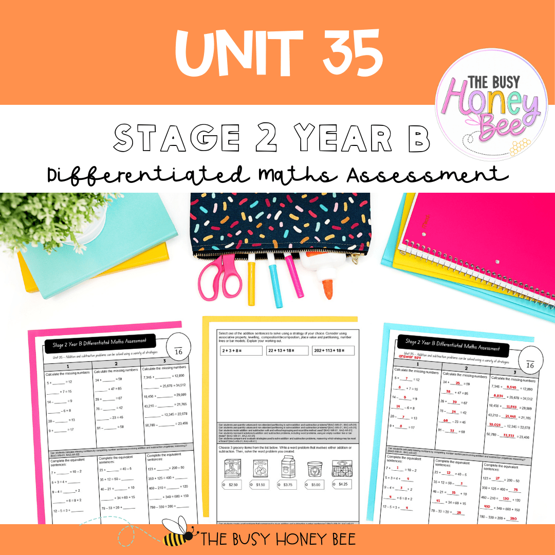 Stage 2 Year B Term 3 Differentiated Maths Assessment Bundle - Assessment