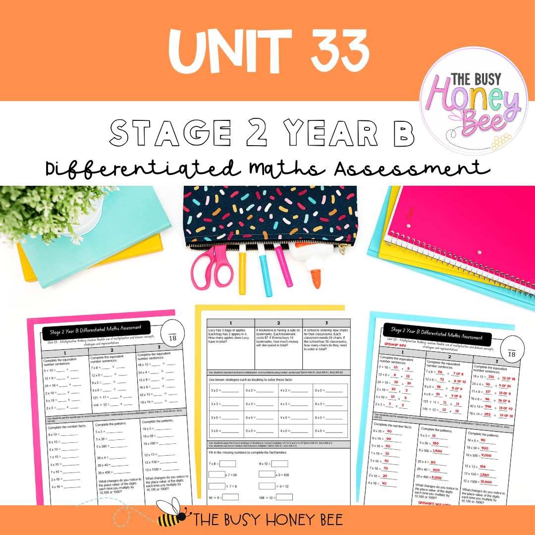 Stage 2 Year B Term 3 Differentiated Maths Assessment Bundle - Assessment