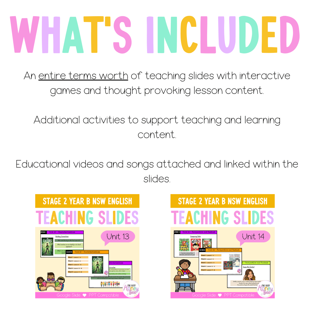 Stage 2 Year B Term 3 English Teaching Slides Mega Bundle - Teaching Slides