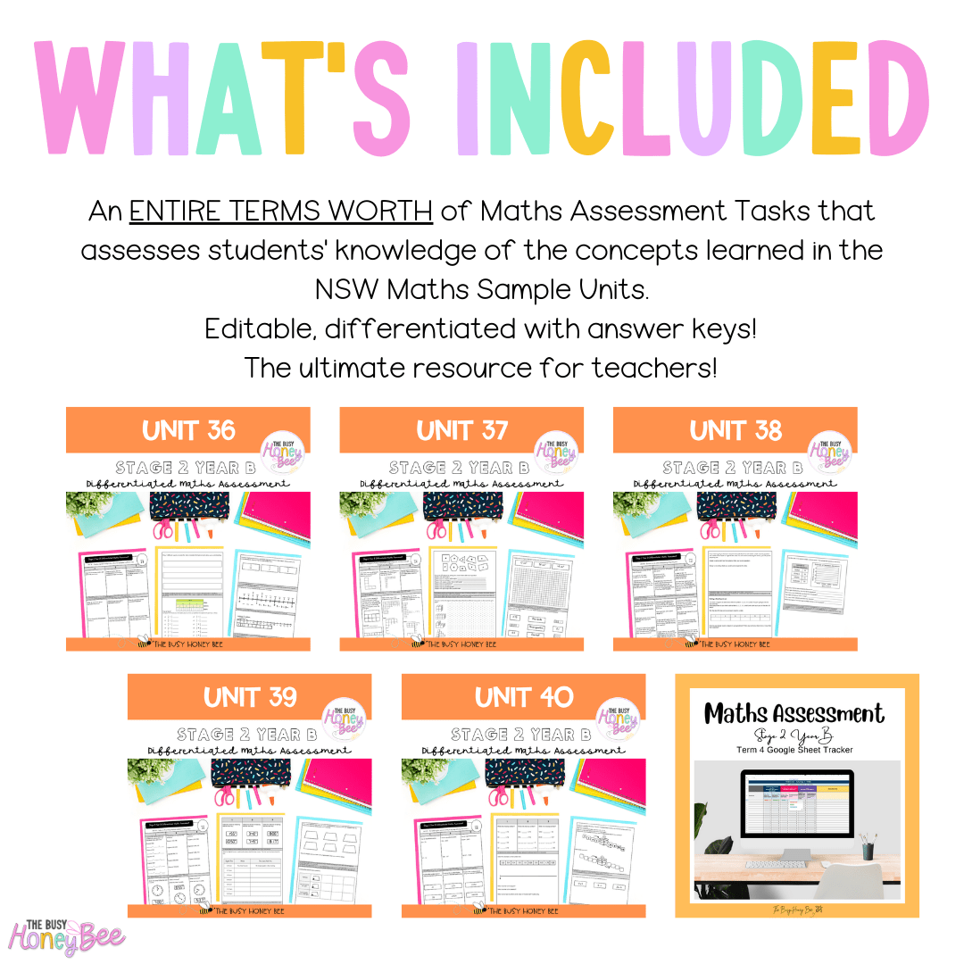 Stage 2 Year B Term 4 Differentiated Maths Assessment Bundle - Assessment