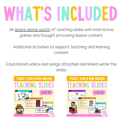 Stage 2 Year B Term 4 English Teaching Slides Mega Bundle - Teaching Slides