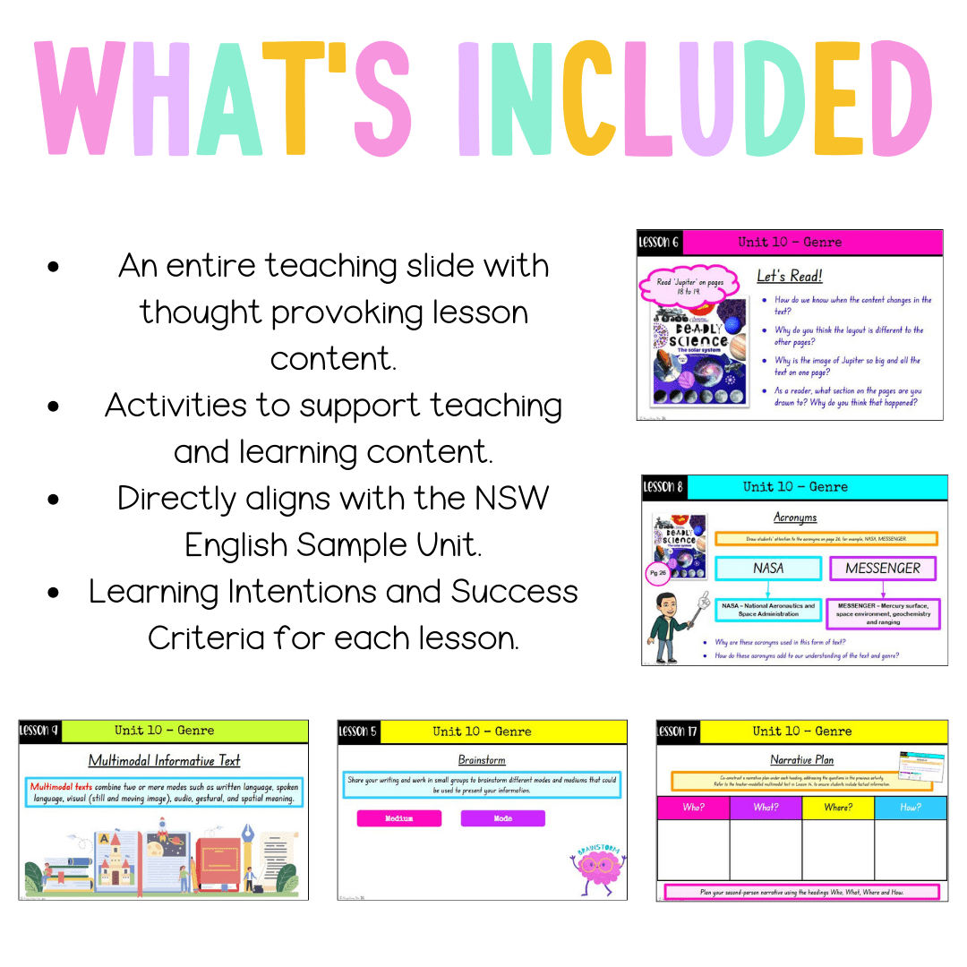 Stage 2 Year B Unit 10 NSW Genre English Teaching Slides - Teaching Slides