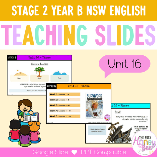 Stage 2 Year B Unit 16 NSW Theme English Teaching Slides - Google slides