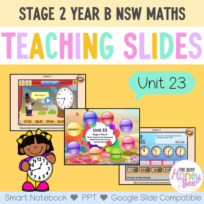 Stage 2 Year B Unit 23 NSW Maths Teaching Slides - Zip Folder: Smart Notebook, PowerPoint, Google Slide Compatible