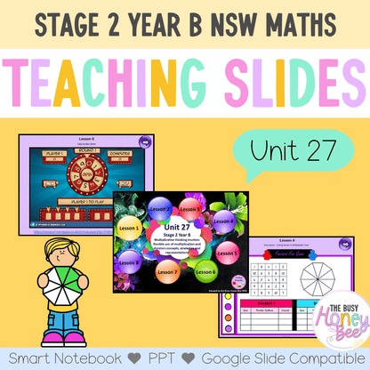 Stage 2 Year B Unit 27 NSW Maths Teaching Slides - Zip Folder: Smart Notebook, PowerPoint, Google Slide Compatible