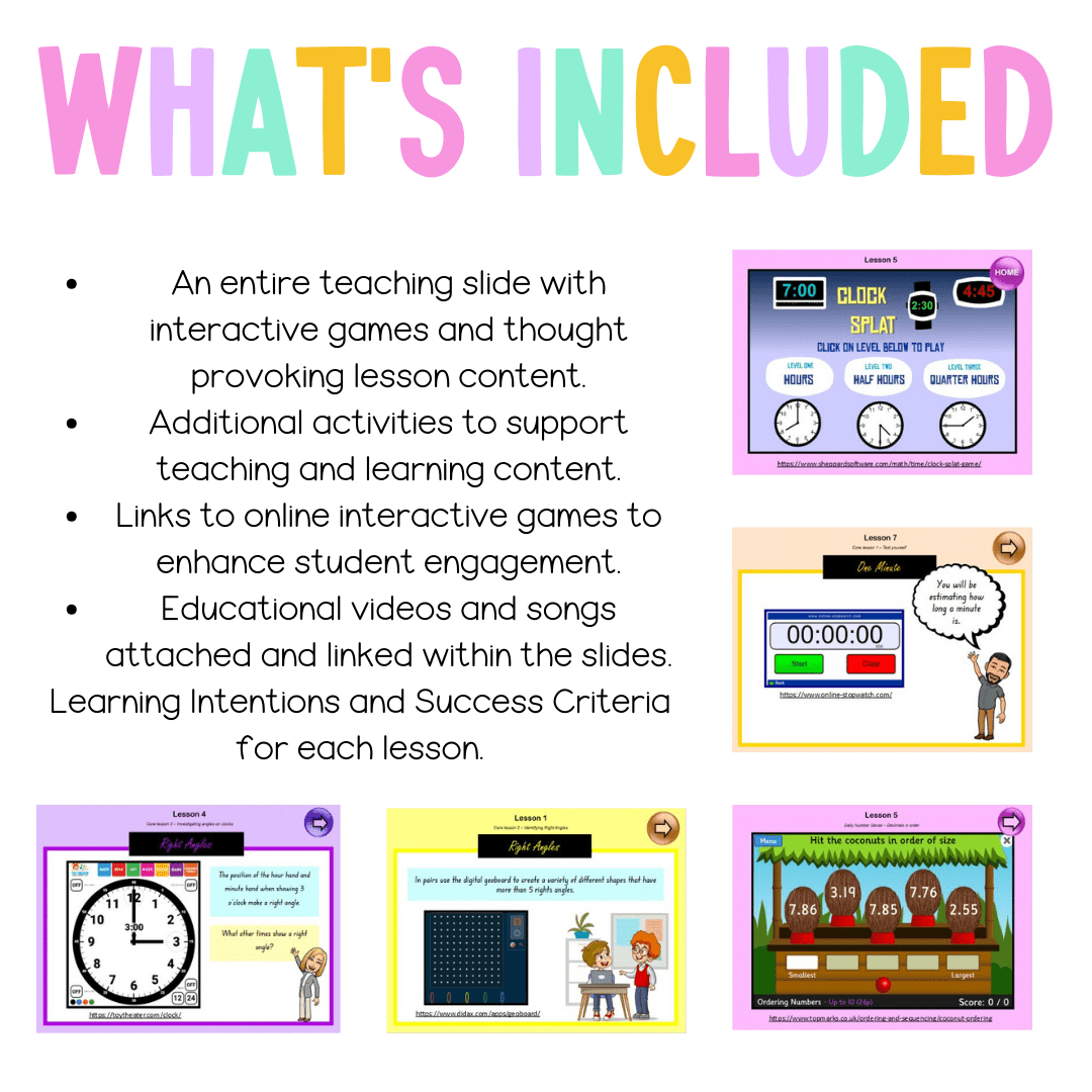 Stage 2 Year B Unit 30 NSW Maths Teaching Slides - Zip Folder: Smart Notebook, PowerPoint, Google Slide Compatible