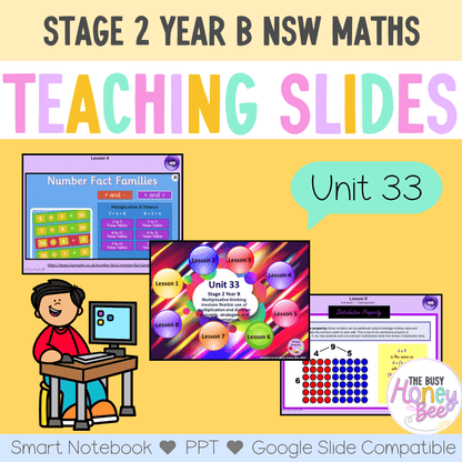 Stage 2 Year B Unit 33 NSW Maths Teaching Slides - Zip Folder: Smart Notebook, PowerPoint, Google Slide Compatible
