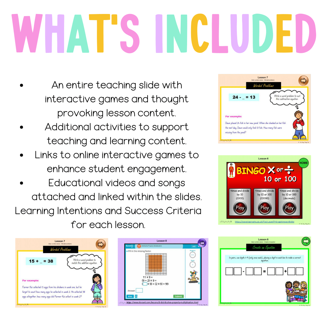 Stage 2 Year B Unit 33 NSW Maths Teaching Slides - Zip Folder: Smart Notebook, PowerPoint, Google Slide Compatible